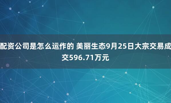 配资公司是怎么运作的 美丽生态9月25日大宗交易成交596.71万元